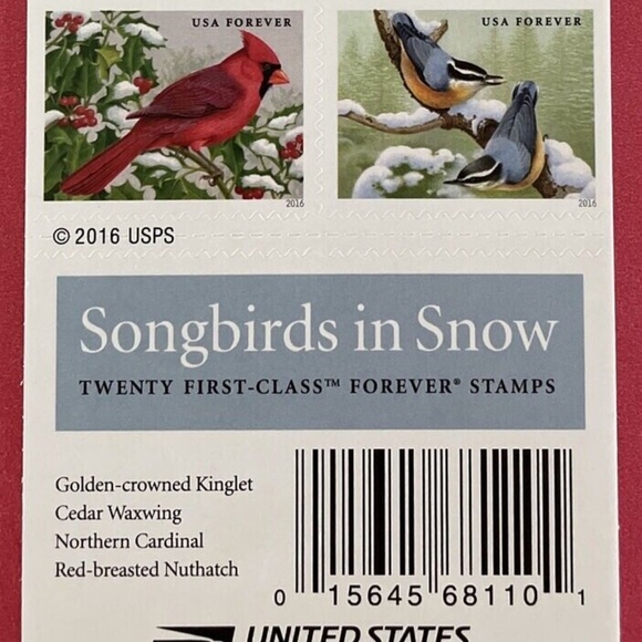 SONGBIRDS IN SNOW Booklet Pane of 20 US - Picture 1 of 2